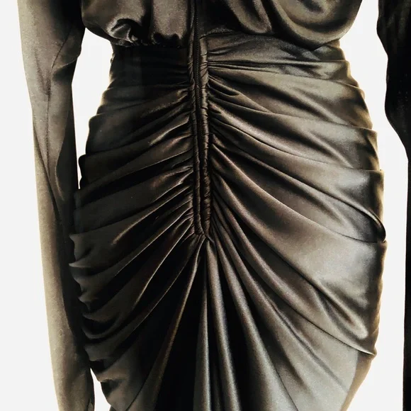 NIGHT MOVES rushed black vintage cocktail elegant Dress S - Picture 7 of 10